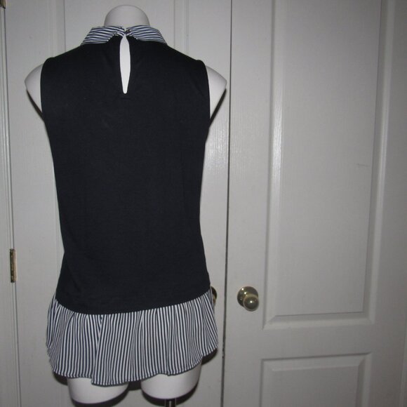 LOFT Navy White Sleeveless Nautical Top Size S - Picture 4 of 5